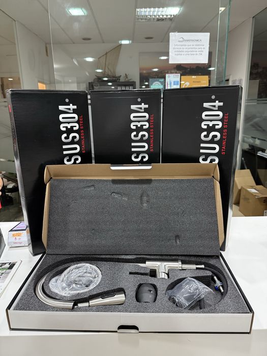 Misturadora de Cozinha Extensível em Inox 304 – 2 Modos atuação