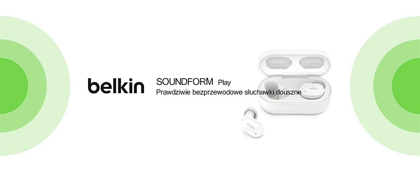 Belkin SOUNDFORM Play Słuchawki Bluetooth 5.2 8h czas grania IPX5