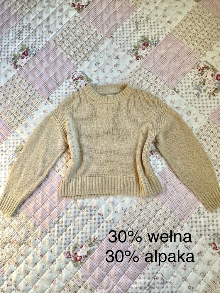 Beżowy sweter sweterek S 36 M 38 part two premium 30% wełna 30% alpaka