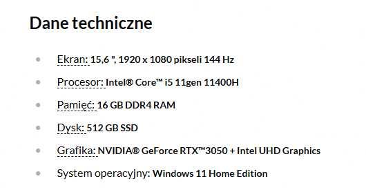 Acer Nitro 5  15,6" 144Hz i5-11400H 16GB / 512GB  RTX3050