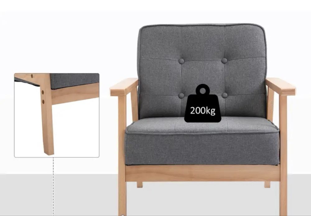 Fotel w stylu PRL szary