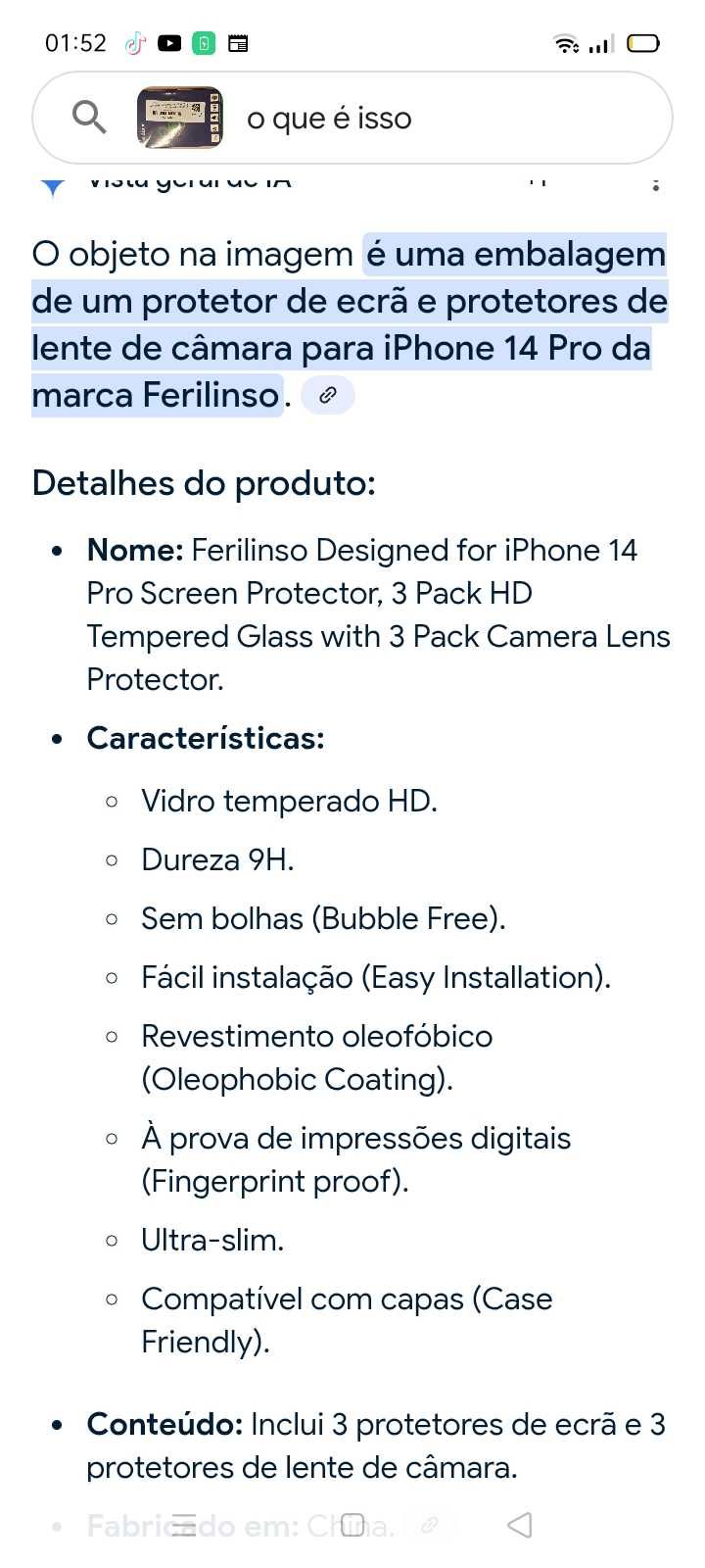 iPhone 14 proteção 3 peças.