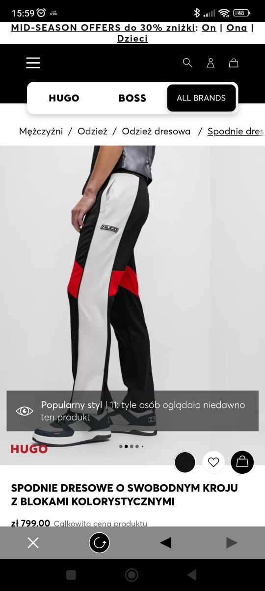 Hugo Boss spodnie dresowe męskie nowa kolekcja