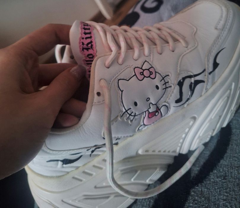 Buty Platformy Bershka Koi Killstar Hello Kitty Sanrio Białe Tribal