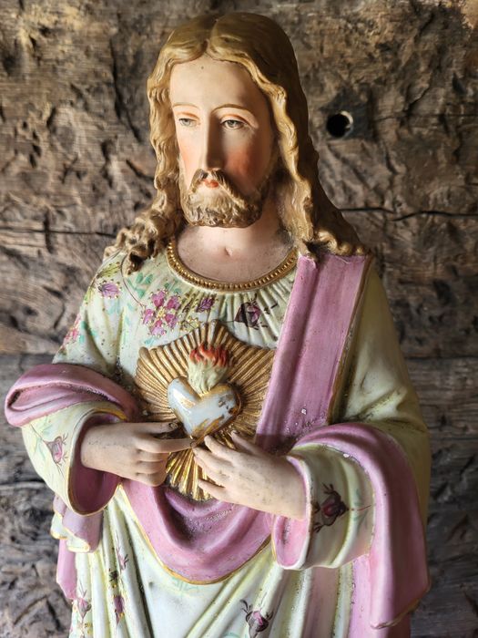 Duża porcelanowa figurka Pan Jezus Najświętsze Serce