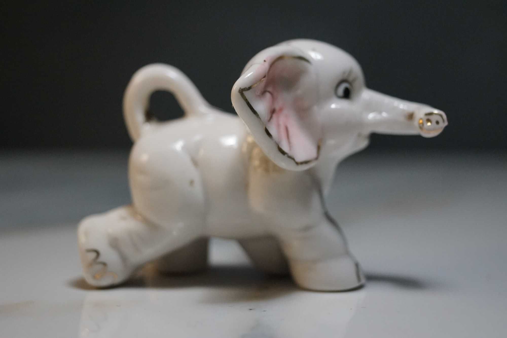 Porcelanowy słoń słonik na szczęście