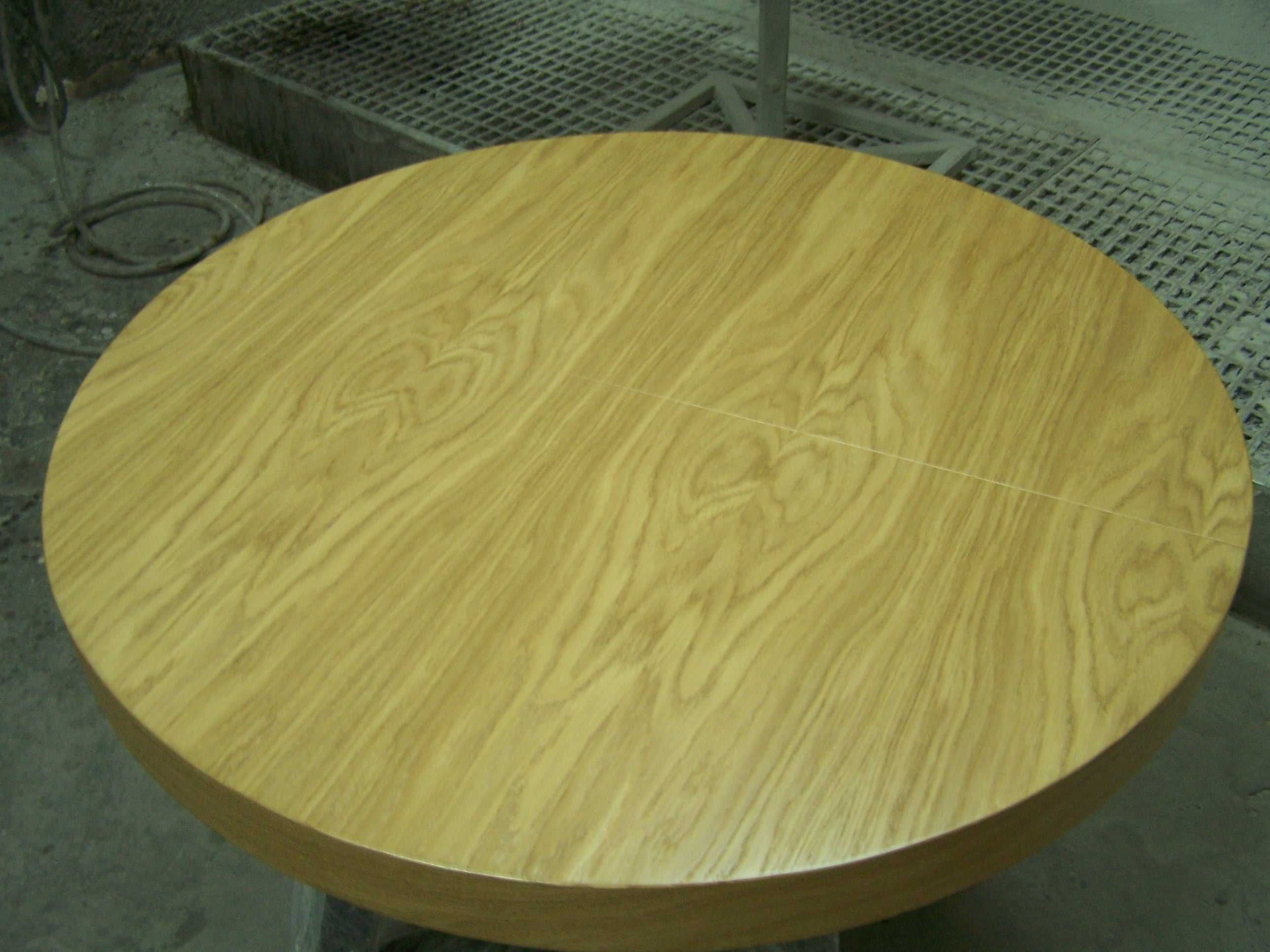 Stół okrągły loftowy dębowy LOFT-2M, krzesła, industrialny noga metalo