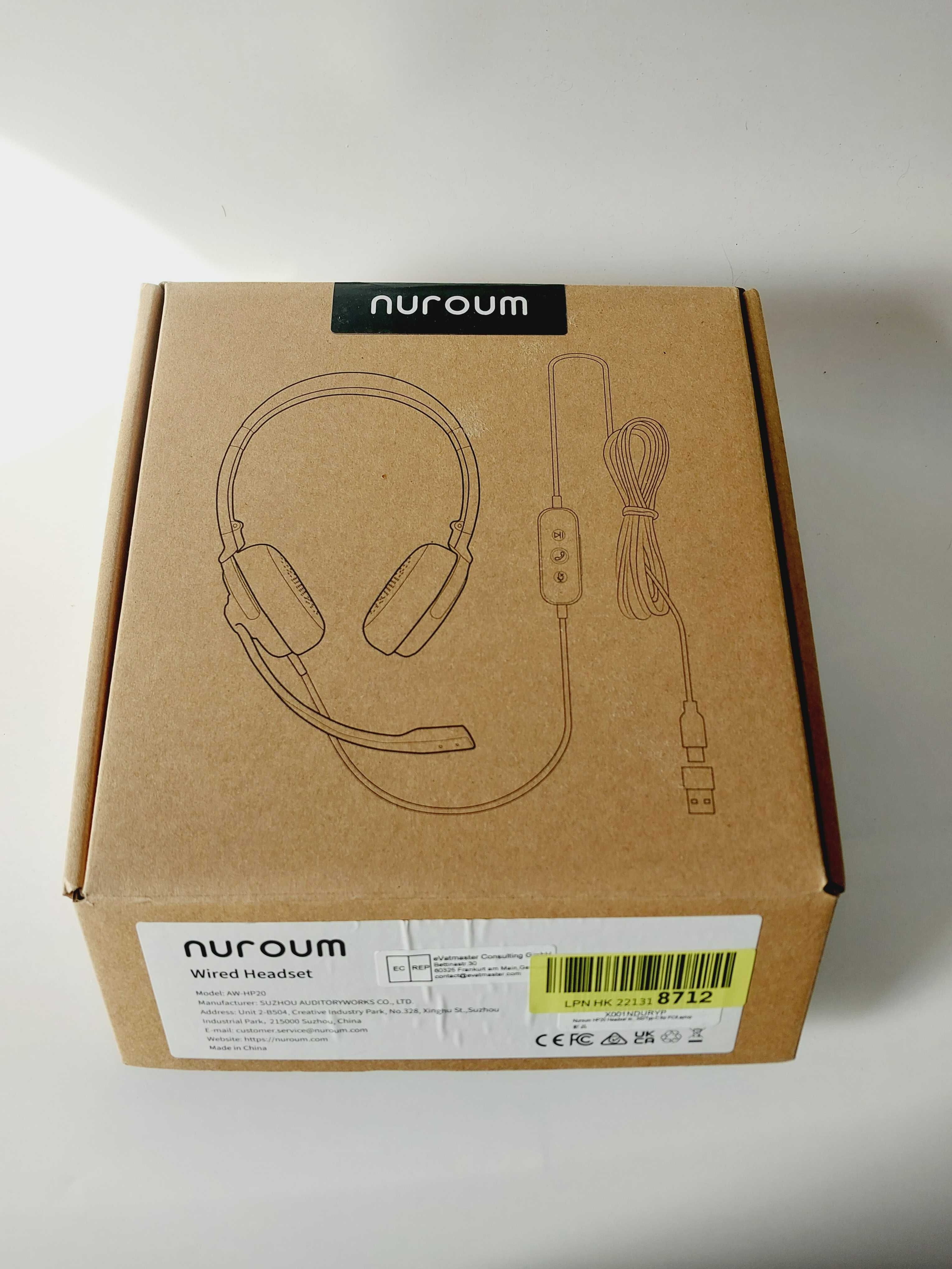 Zestaw słuchawkowy Nuroum USB z mikrofonem do laptopa PC HP 20