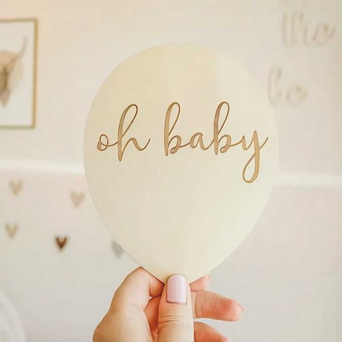 Dekoracja drewniana balon "oh baby" do pokoju dziecka baby shower