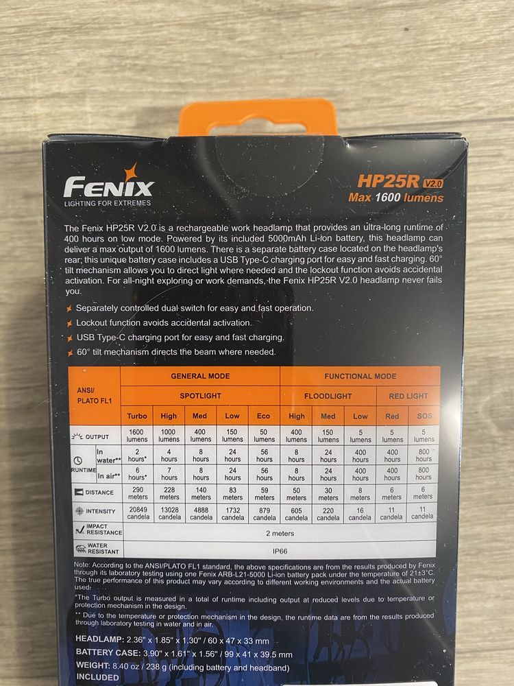 Ліхтар налобний Fenix HP25R V2.0 з акумулятором