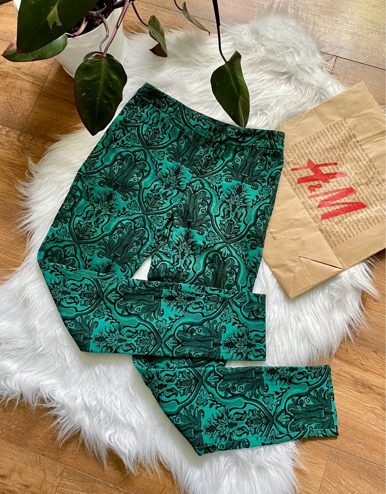 Zielone cygaretki morskie XS arabeska turkusowe spodnie eleganckie
