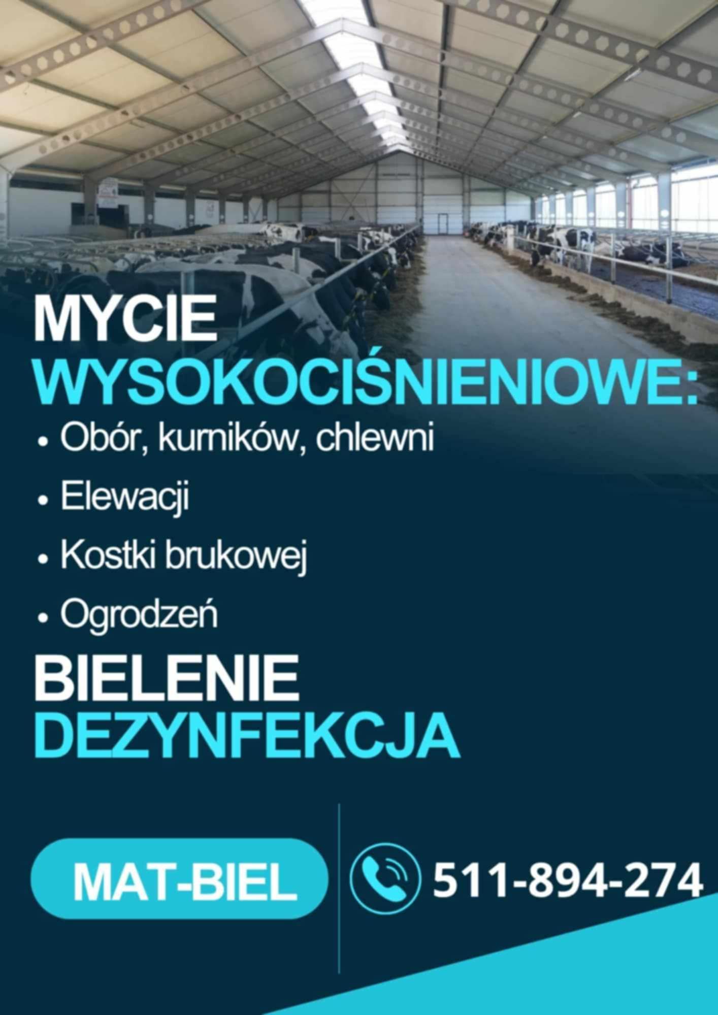 Mycie bielenie obór, kurników, elewacji, dezynfekcja CIEPLA WODA