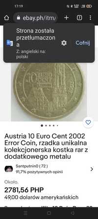 Sprzedam monetę 10 euro cent