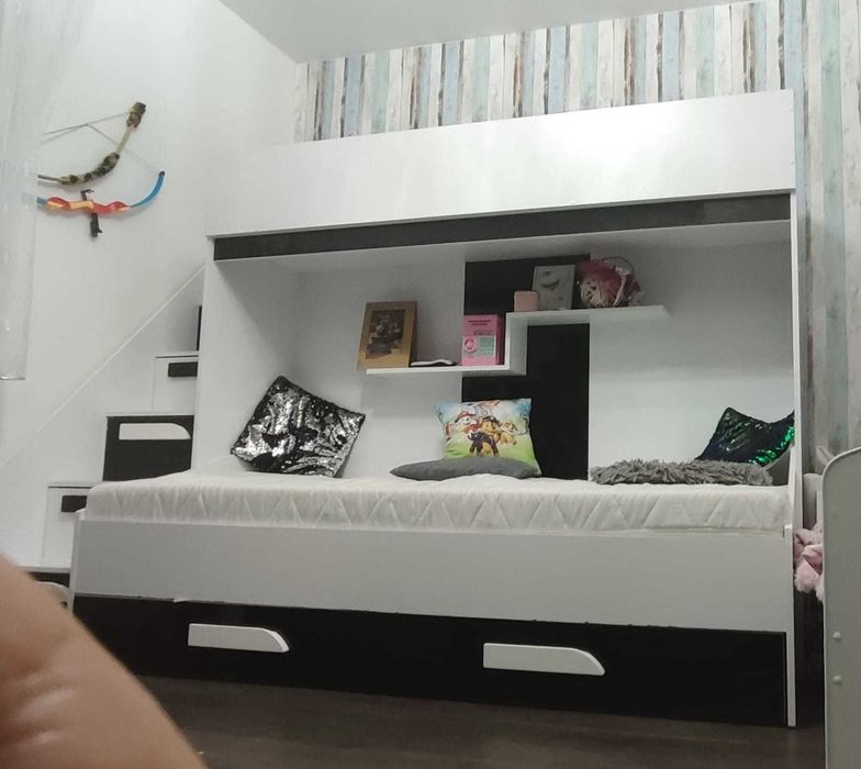 Łóżko piętrowe.biało czarne połysk.