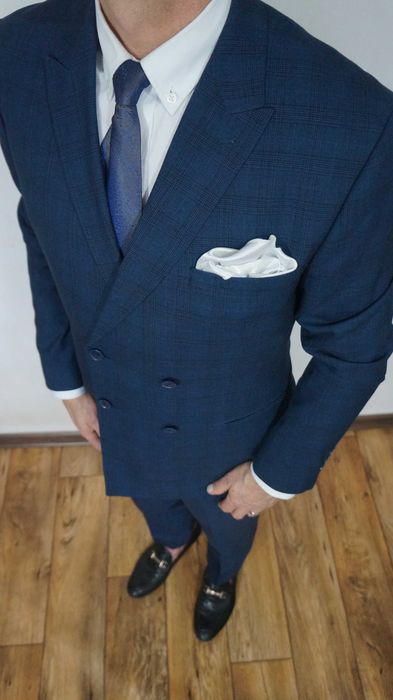 Garnitur Dwurzędowy Isaac Dewhirst Rozmiar 50 Kolor Granat Krata