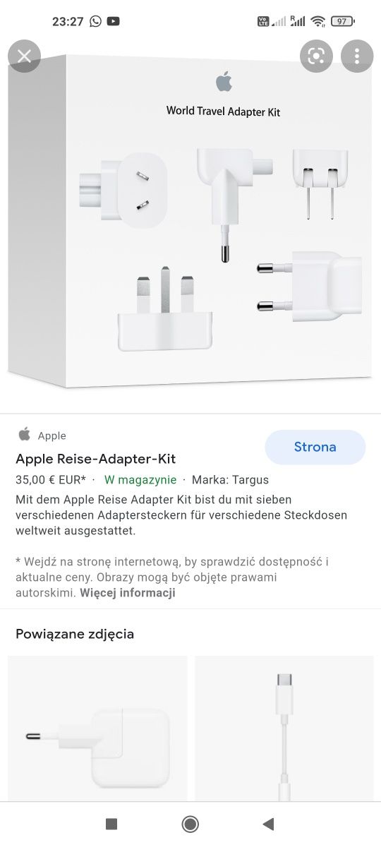 Apple oryginalne akcesoria adaptery