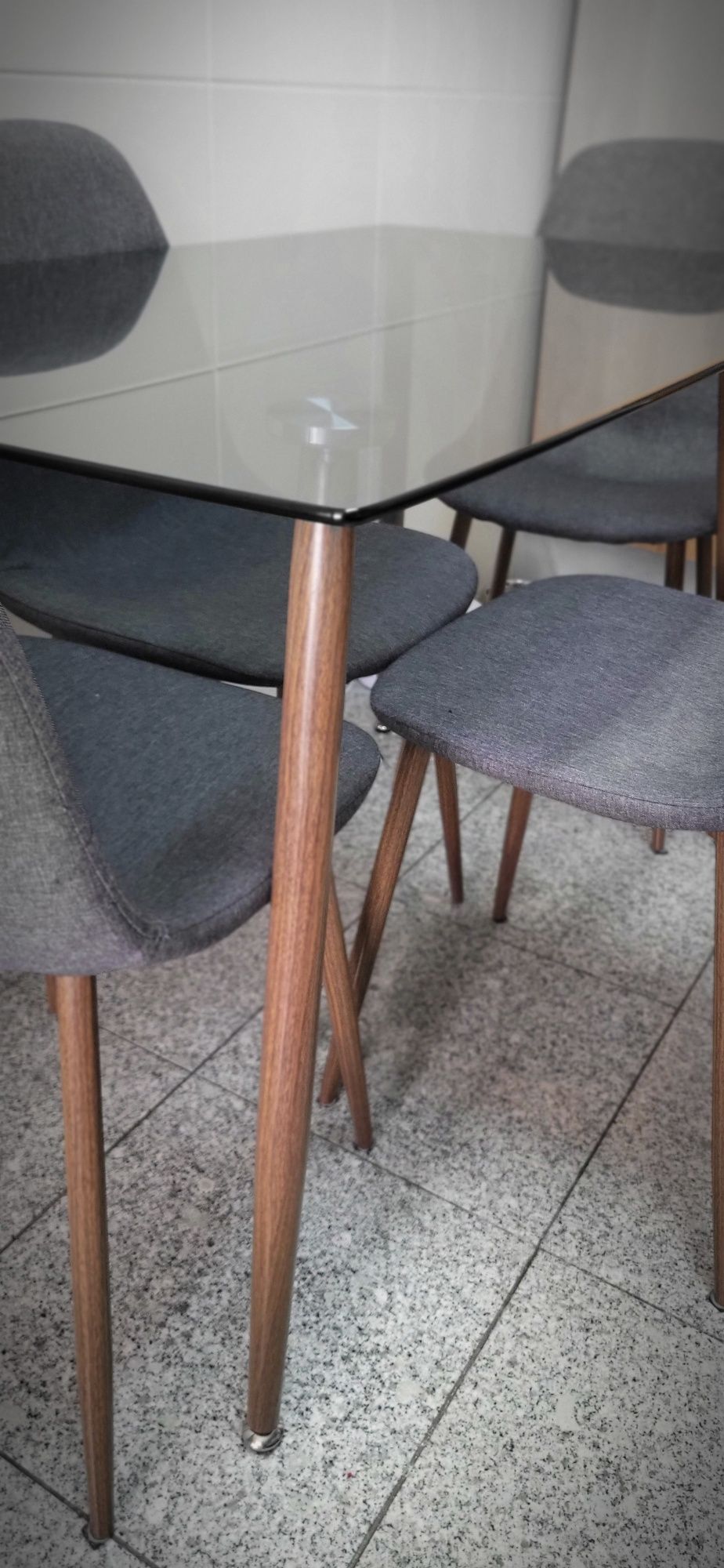 Mesa Cozinha Vidro c/ 4 Cadeiras