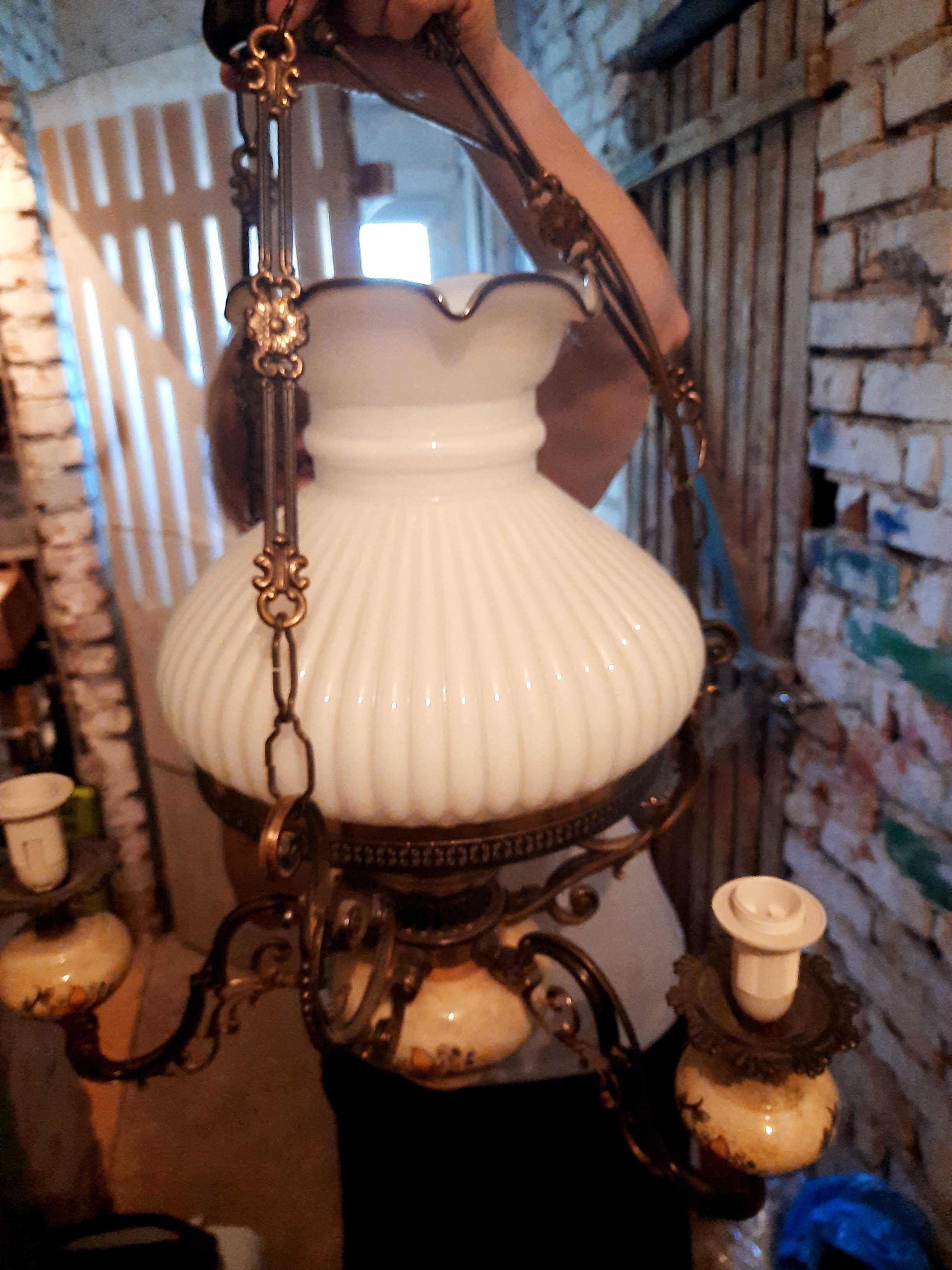 Lampa mosiądz łączony z ceramiką
