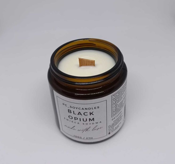 Świeca Sojowa Zapachowa Black Opium 120ml 27h Drewniany knot