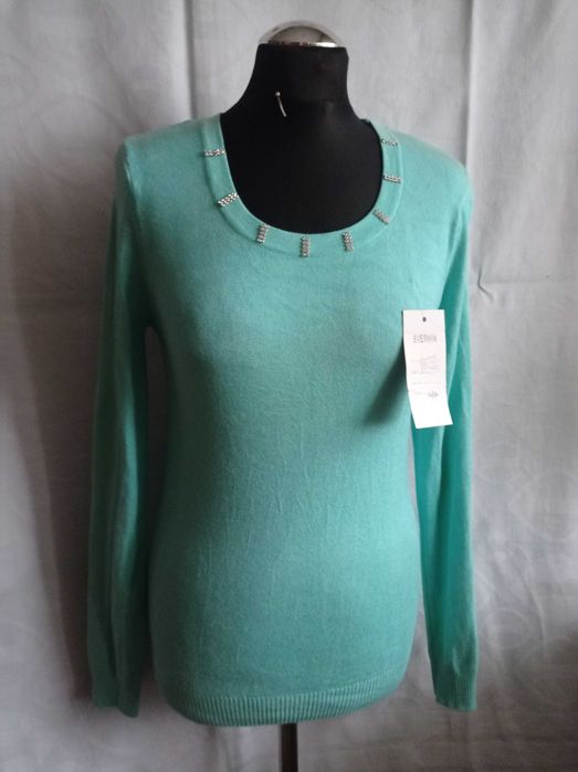 Ładny damski pistacjowy sweterek z dł.rękawem XL/2XL