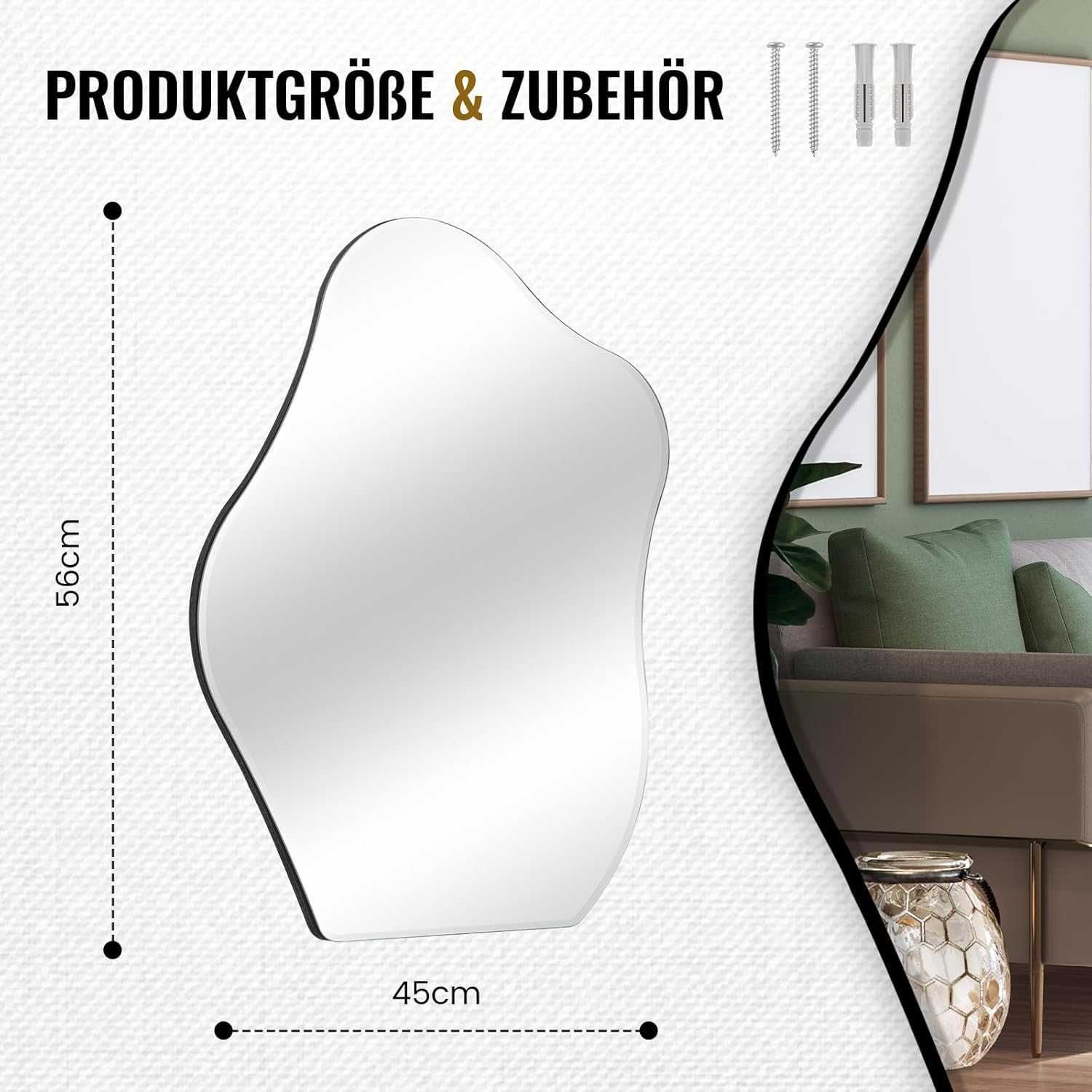 Nowe lustro ścienne  / lusterko/nowoczesne/asymetryczne/45x56cm !9351!