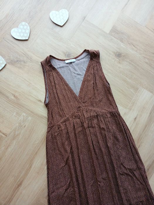 Brązowa letnia długa maxi retro sukienka / na plażę / Reserved / M 38