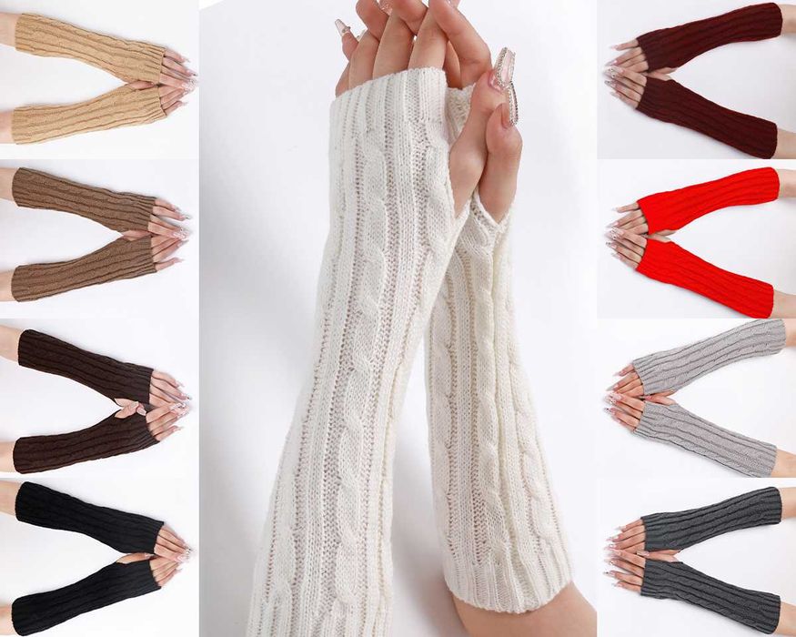 Митенки з хутром всередині теплі рукави чорні мітенки сіре хутро