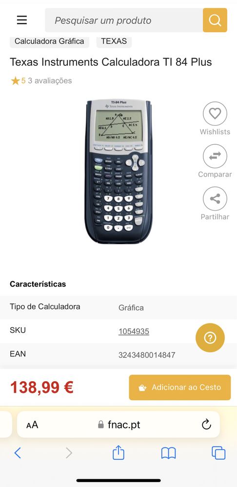 Calculadora gráfica Texas Instruments TI-84 Plus ótimo estado