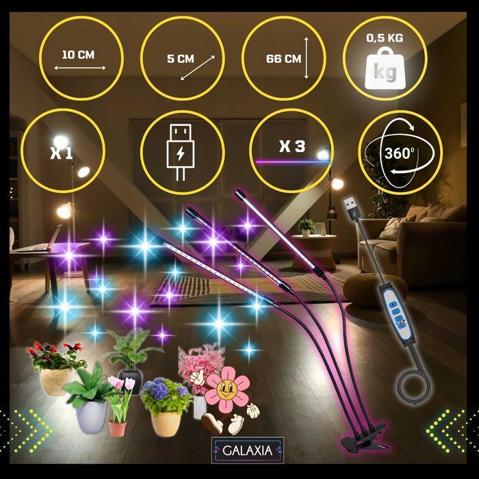 LAMPA DO ROŚLIN 3X Do Uprawy Wzrostu Oświetlenie Żarówka LED Grow TIME
