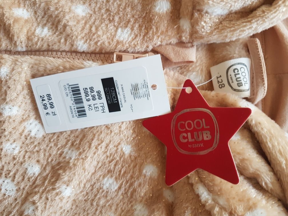 Nowa piżama jednoczęściowa kombinezon strój 128 Smyk Cool Club renifer