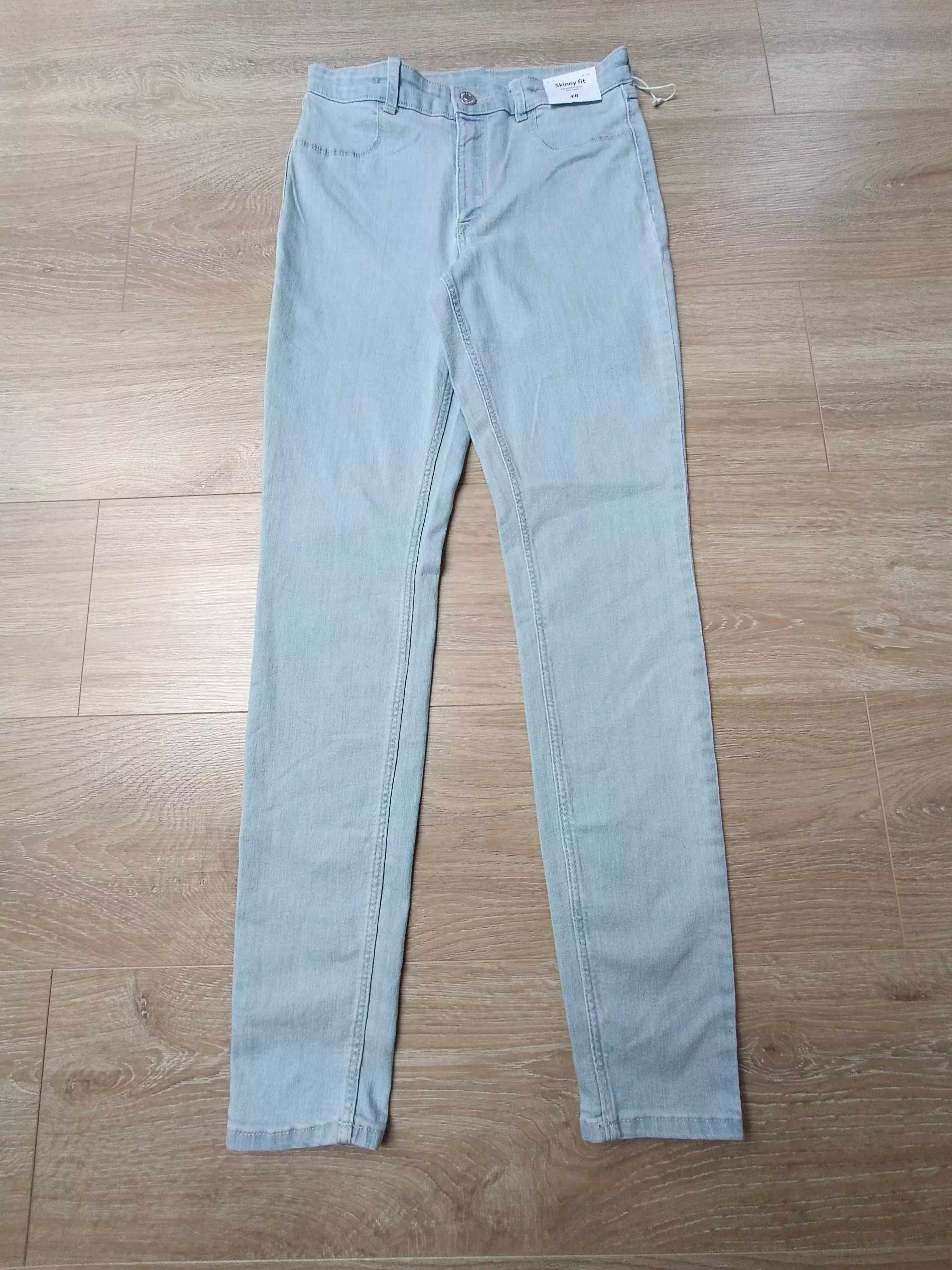 Spodnie cienki jasny jeans regulowany pas kieszenie 'H&M' 158