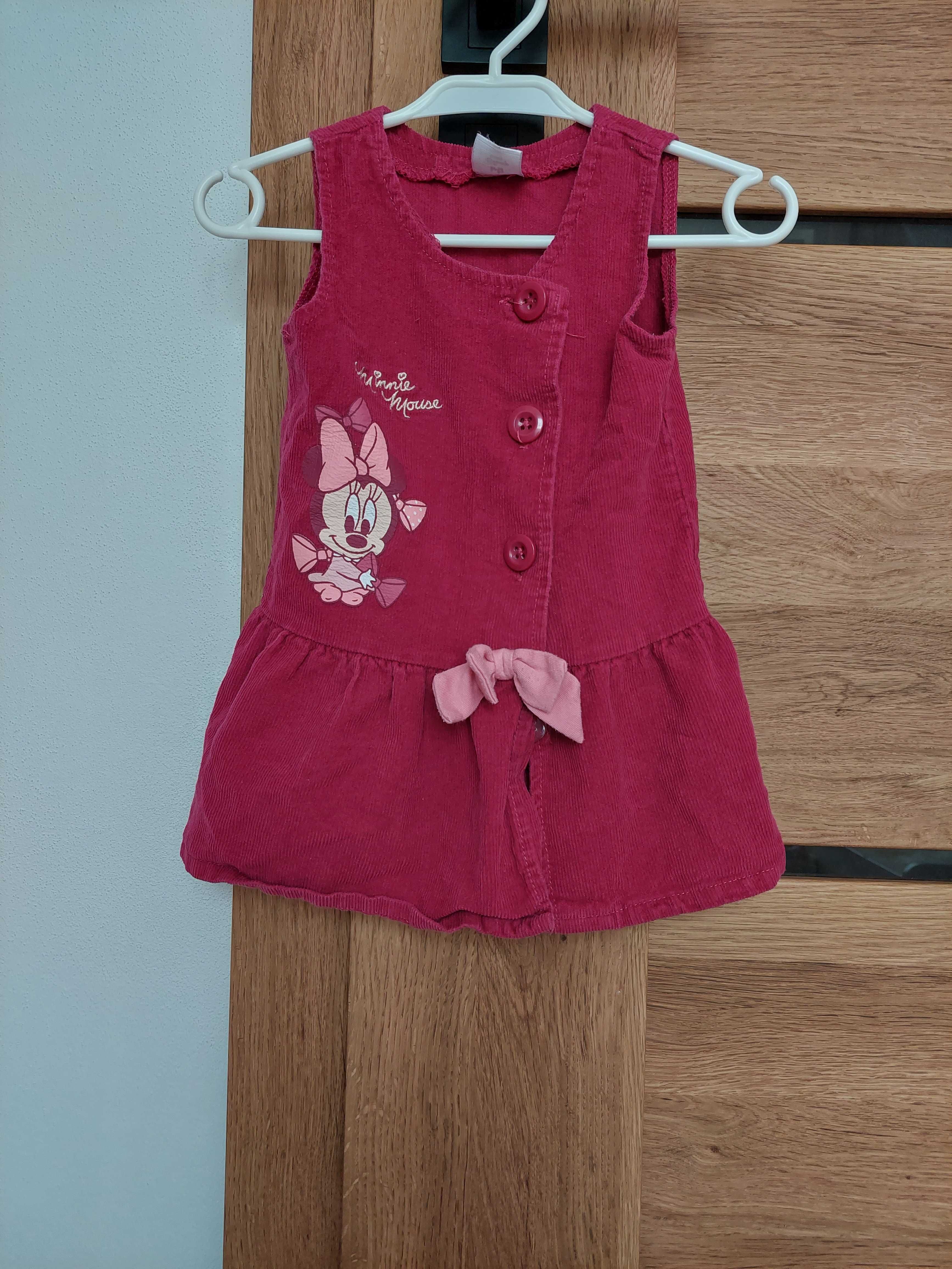 Sukienka bordowa z myszką minnie disney 6-9m 68-74 cm