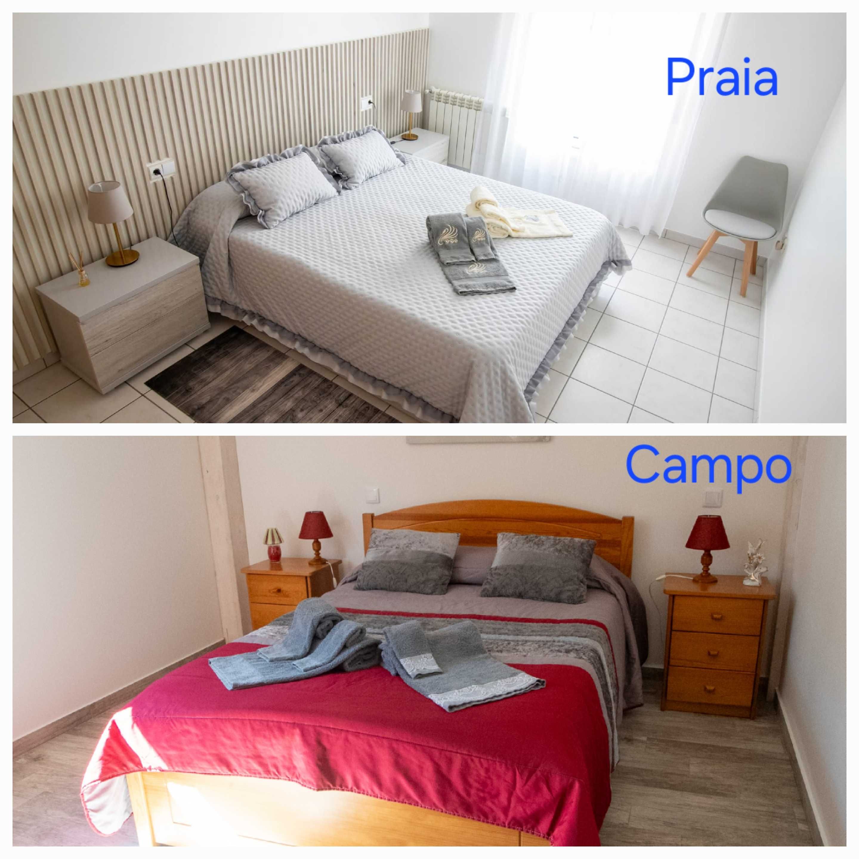 T2 Vista mar ou  Campo com piscina privada a 7 min de carro da Praia