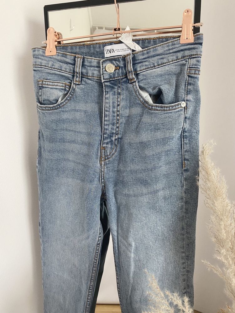 Spodnie skinny rurki z wysokim stanem jeansy zara 34 xs