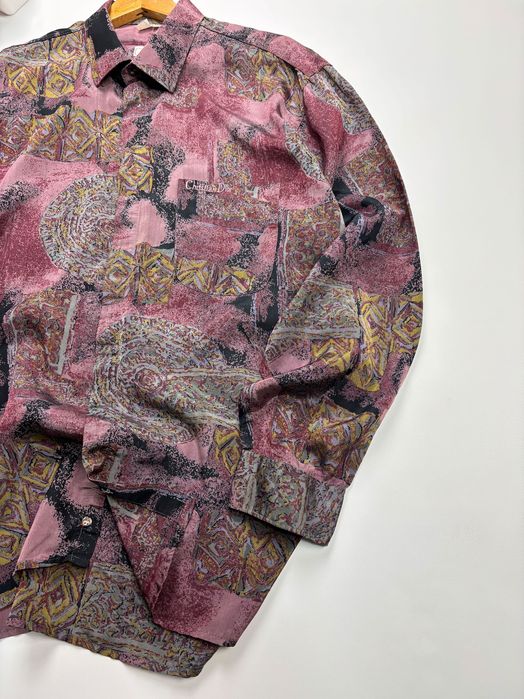 Рубашка шелковая Vintage Christian Dior Abstract Silk Shirt size XL