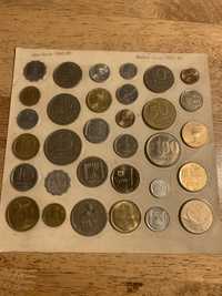 Conjunto de moedas israelita e palestiniana