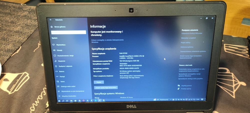 Dell Latitude E7250 Core i5 10GB RAM Windows 10 Home 256GB SSD