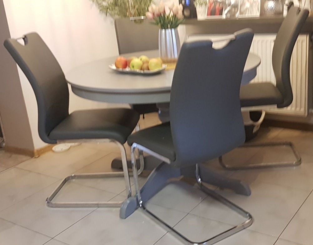 Krzesła 4x fotele ekoskóra na płozach bujane chrom 1/2ceny tanio dowóz