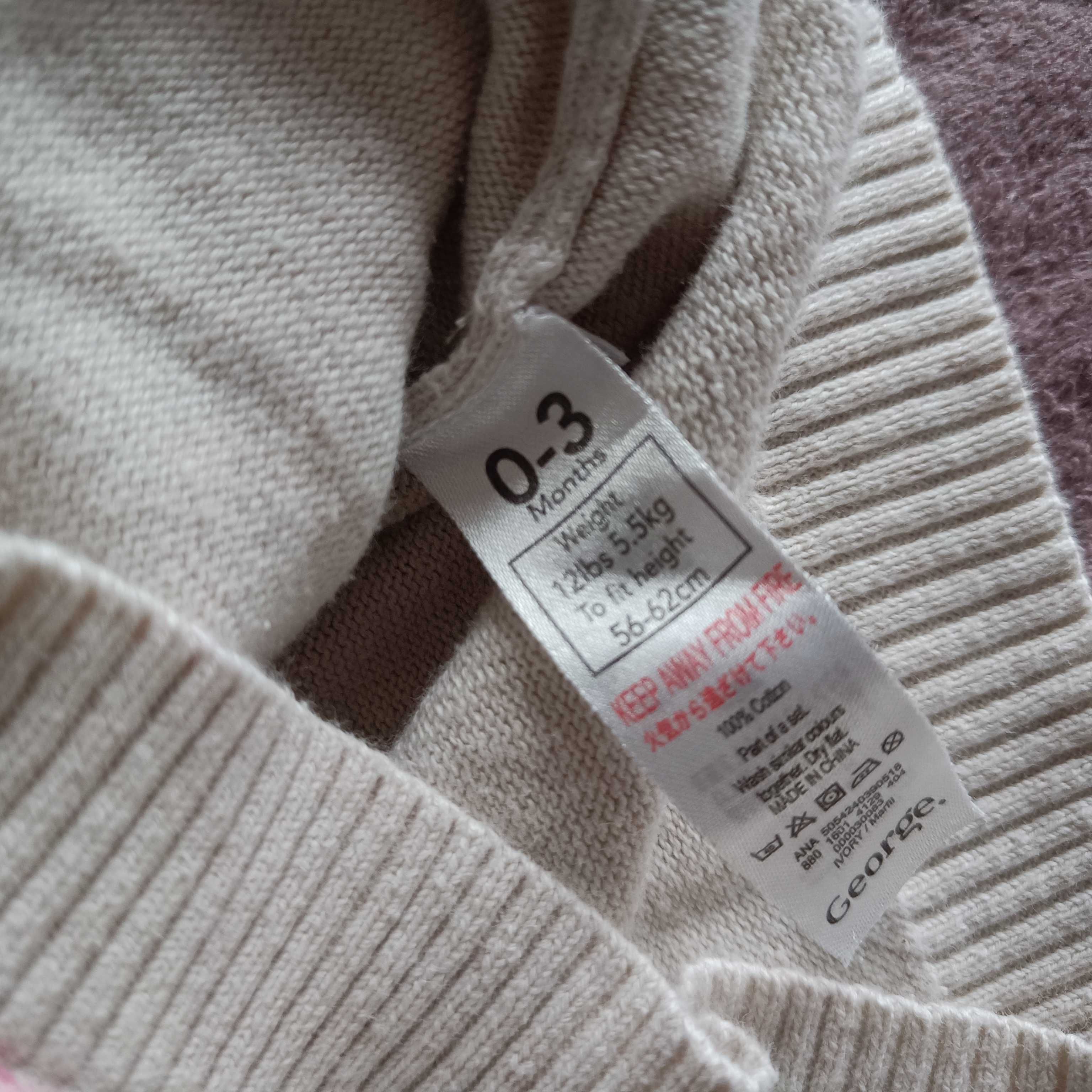 Sweter rozpinany niemowlęcy, legginsy Cocodrillo, rozmiar 62