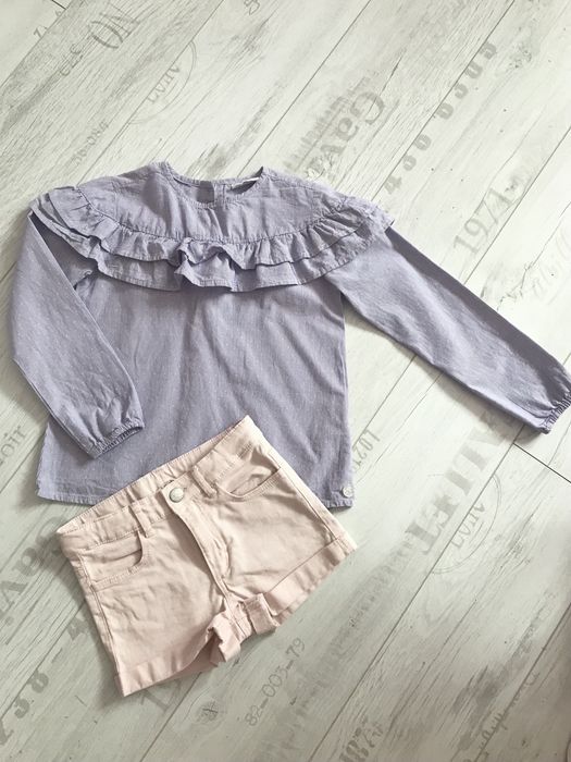 Zestaw Bluzka fioletowa  cocodrillo spodenki rożowe h&m 116 Nowe