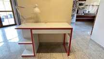 Biurko Ikea Micke biało-różowe + lampa Tertial 120x50x75 transport