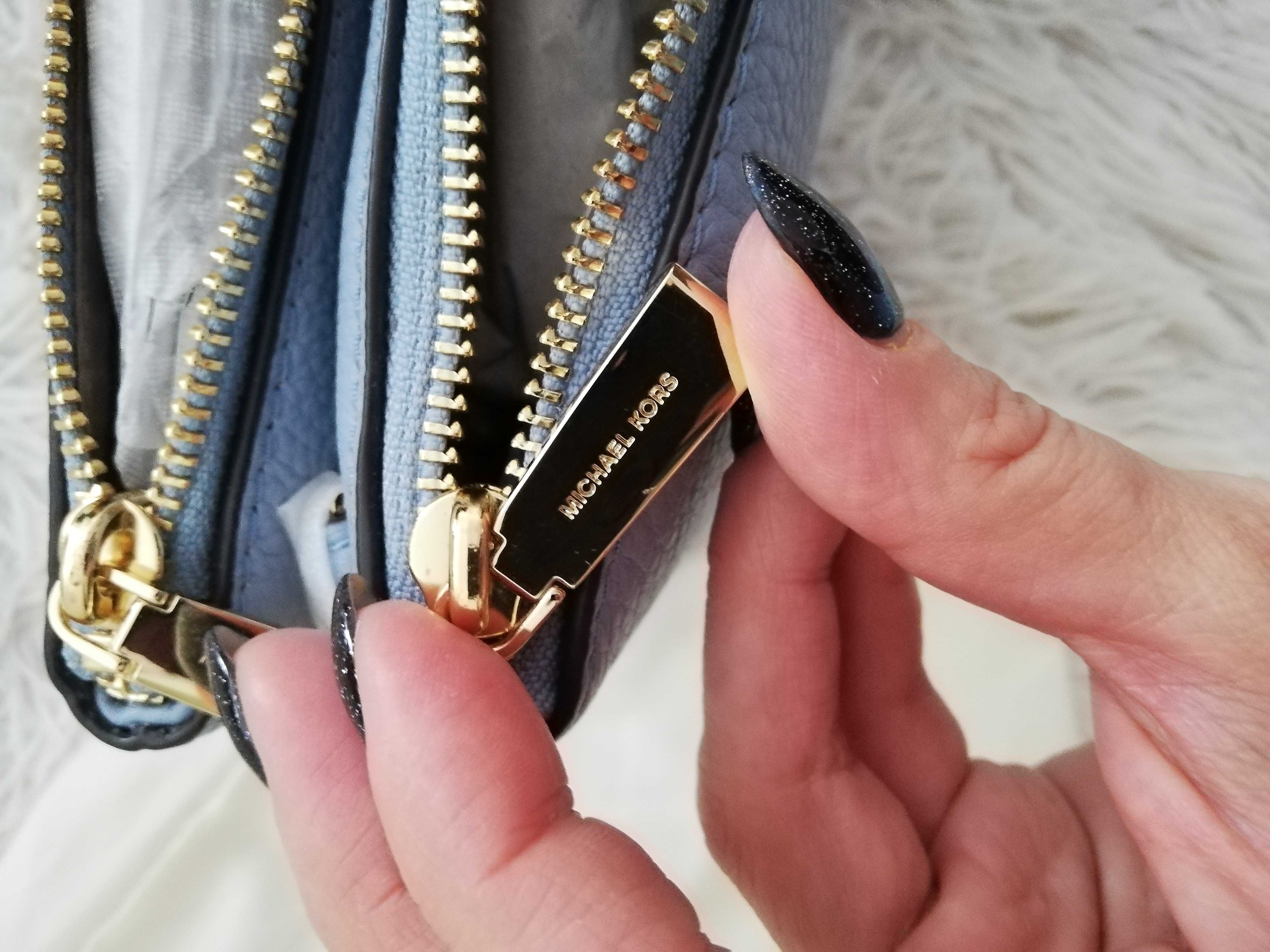 torebka Michael Kors skórzana niebieska crossbodies podwójna