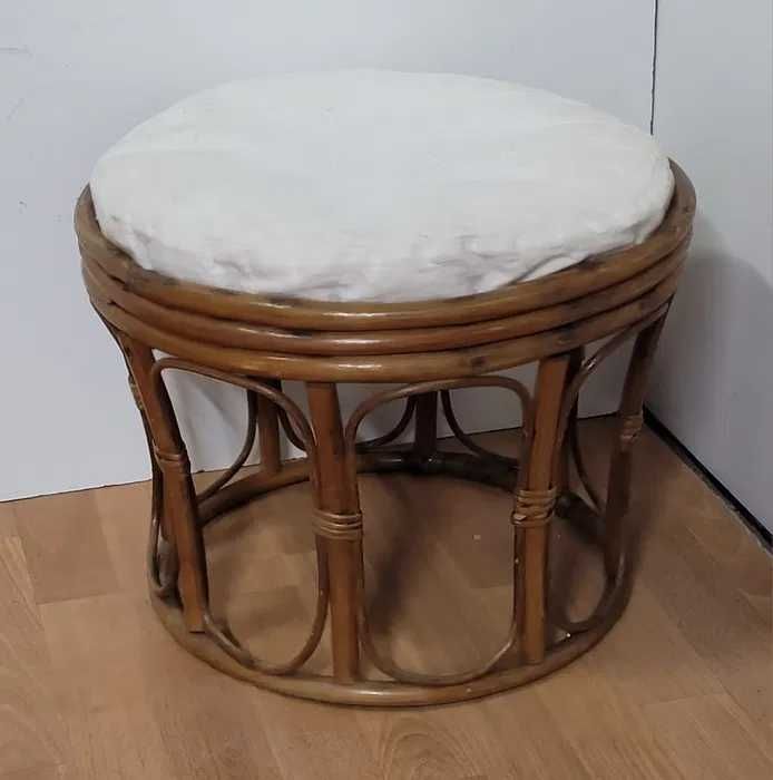 Taboret siedzisko rattanowy bambusowy Boho pufa stolik