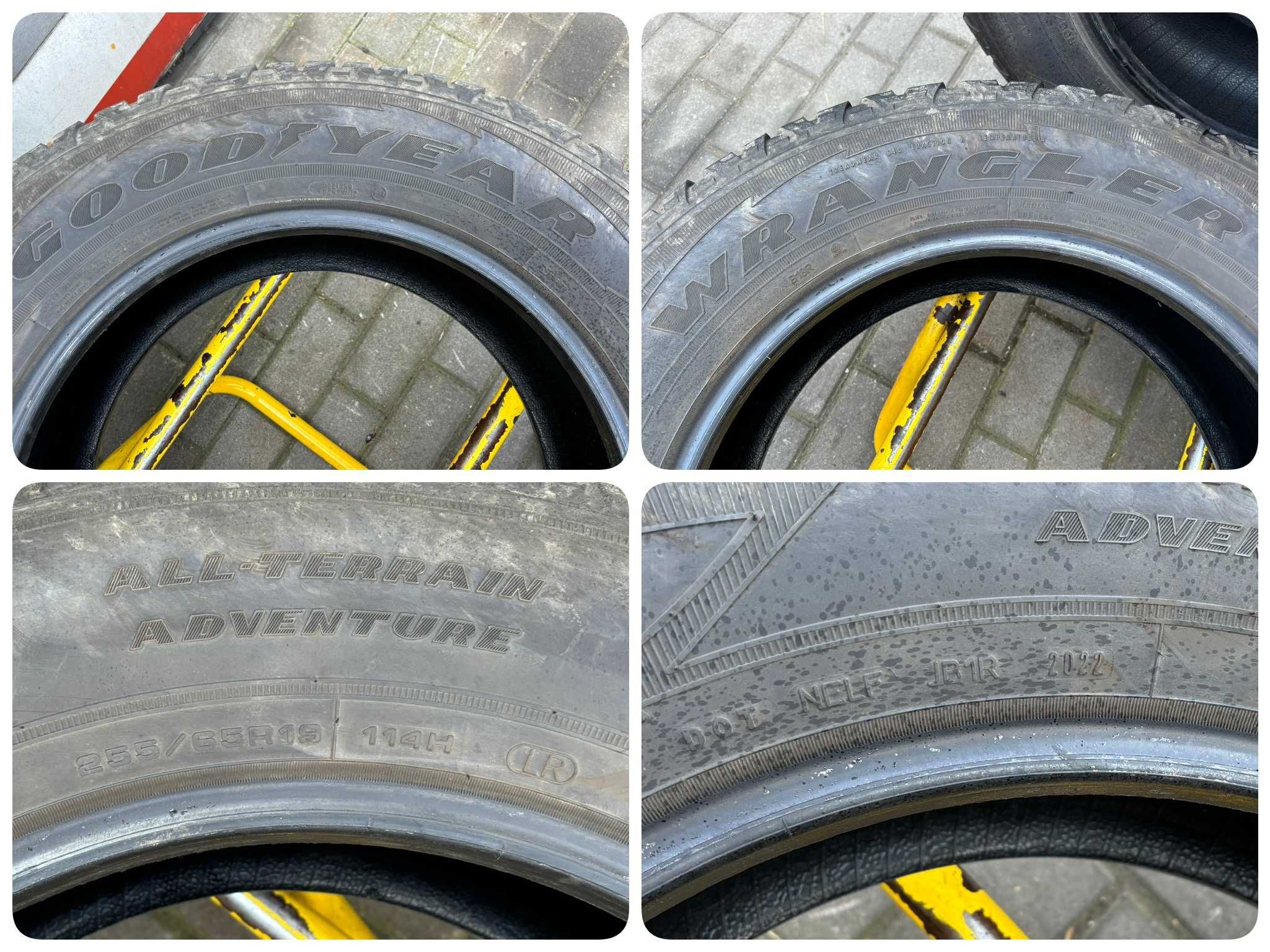 4X Opony AT 255/65R19 114H GOODYEAR WRANGLER LR 7.5MM 2022R CAŁE!