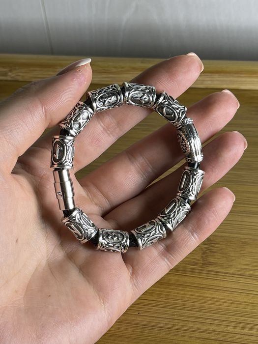 Чоловічий браслет «Руни» | Медичний сплав сталі