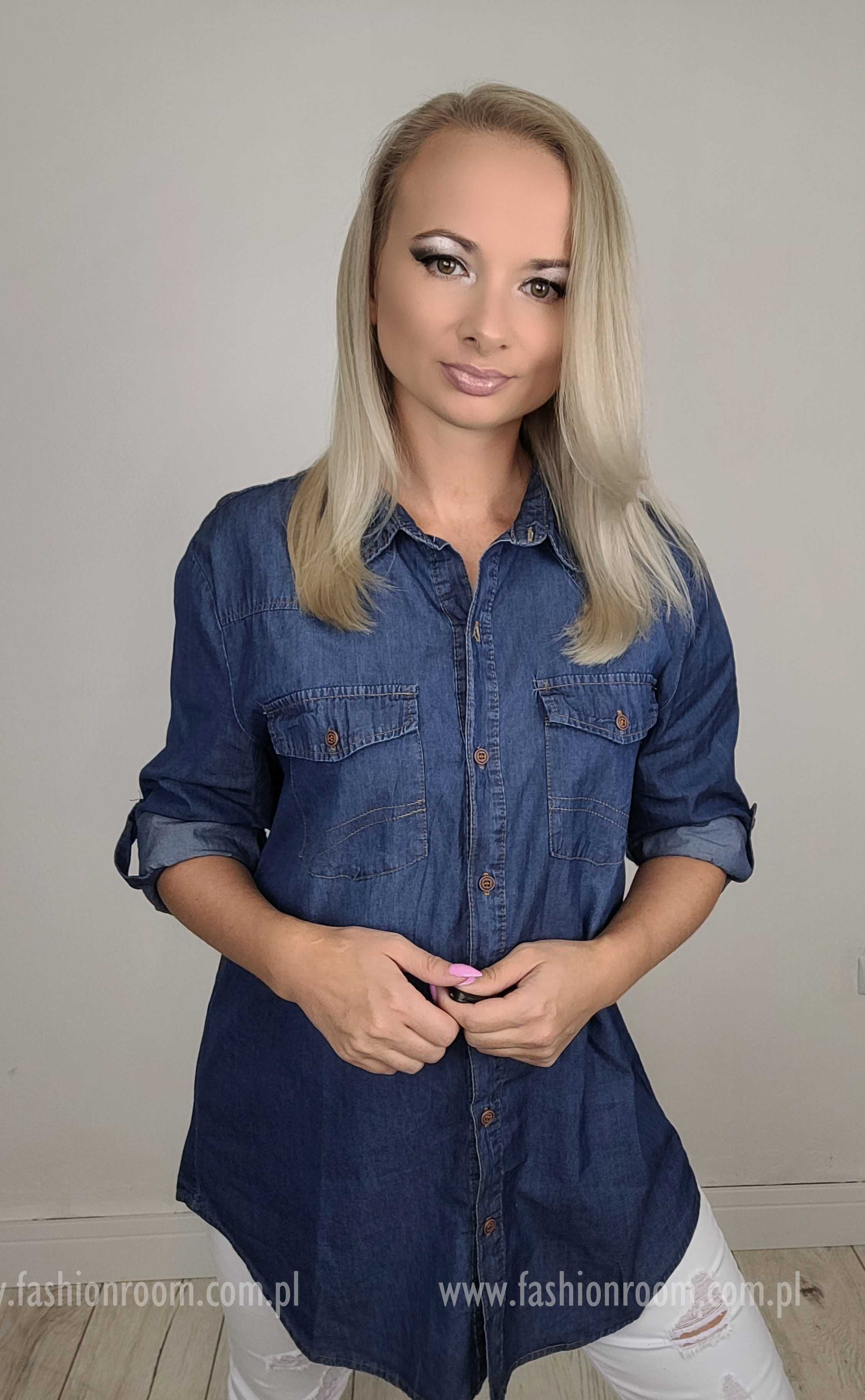 PLUS SIZE JEANS rozm 46 - 54 Koszula damska jeansowa rękaw 3/4 TU r 52