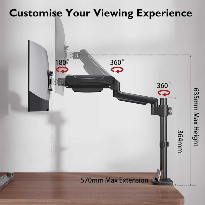 Suporte de Monitor Desk Mount with Gas Spring 1 Monitor 13"-34"