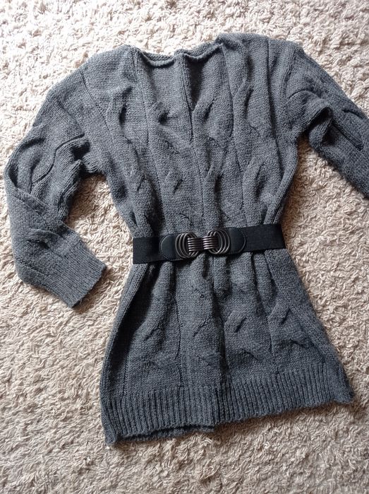 Sweter tunika sukienka warkocz