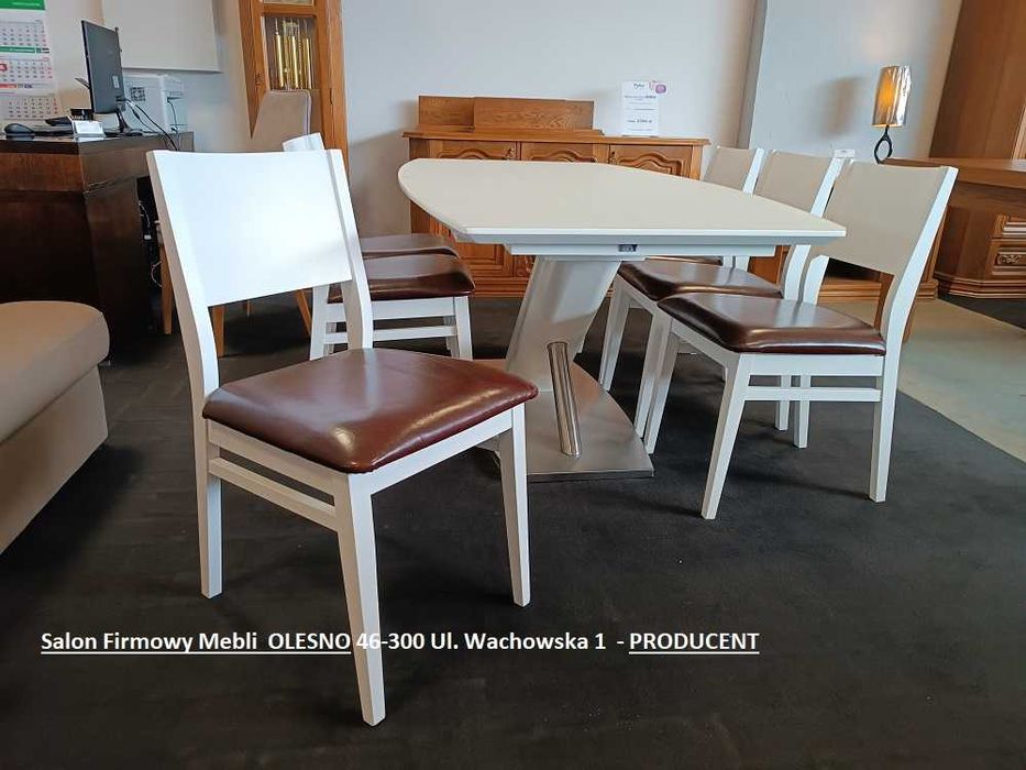 Nowe Krzesła  z Drewna, ze Skóry Naturalnej, -70% Wyprzedaż OLESNO