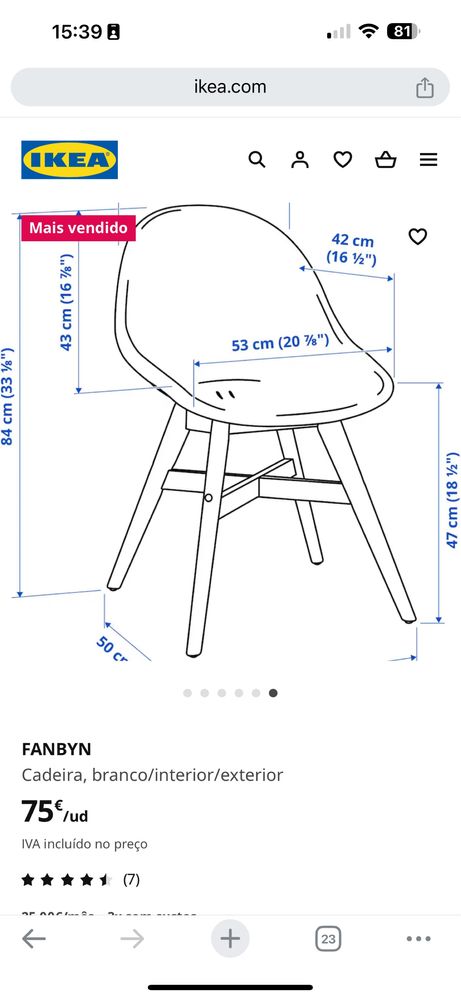 2 Cadeiras brancas IKEA